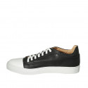 Man's laced shoe with removable insole in black and white leather - Available sizes:  47, 48