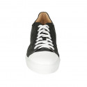 Chaussure à lacets pour hommes avec semelle amovible en cuir noir et blanc - Pointures disponibles:  47, 48