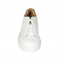 Man's laced shoe with removable insole in white leather and brown suede - Available sizes:  47, 48, 50