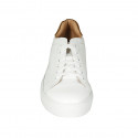 Zapato para hombre con cordones y plantilla extraible en piel blanca y gamuza marron - Tallas disponibles:  47, 48, 50