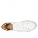 Man's laced shoe with removable insole in white leather and brown suede - Available sizes:  47, 48, 50