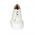 Zapato de sport para hombre con cordones y plantilla extraible en piel blanca y negra - Tallas disponibles:  47, 48, 49