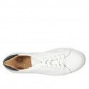 Man's laced casual shoe with removable insole in white and black leather - Available sizes:  47, 48, 49