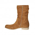 Woman's ankle boot with zipper in tan brown suede heel 3 - Available sizes:  42