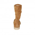 Woman's ankle boot with zipper in tan brown suede heel 3 - Available sizes:  42