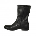 Woman's ankle boot with zipper in black leather and pierced leather heel 3 - Available sizes:  43
