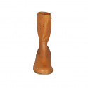 Botines con cremallera para mujer en piel y piel perforada brun claro tacon 3 - Tallas disponibles:  43, 44