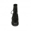 Woman's laced ankle boot in black leather and pierced leather heel 6 - Available sizes:  42, 43