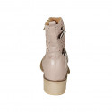 Woman's boot with zipper and buckles in nude leather and pierced leather heel 4 - Available sizes:  33, 43, 45