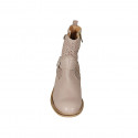 Woman's boot with zipper and buckles in nude leather and pierced leather heel 4 - Available sizes:  33, 43, 45