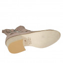 Woman's boot with zipper and buckles in nude leather and pierced leather heel 4 - Available sizes:  33, 43, 45