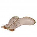 Woman's boot with zipper and buckles in nude leather and pierced leather heel 4 - Available sizes:  33, 43, 45