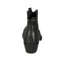 Woman's Texan ankle boot with zipper in black leather and pierced leather heel 5 - Available sizes:  33, 34, 43, 44, 45