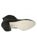 Woman's Texan ankle boot with zipper in black leather and pierced leather heel 5 - Available sizes:  33, 34, 43, 44, 45