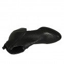 Woman's Texan ankle boot with zipper in black leather and pierced leather heel 5 - Available sizes:  33, 34, 43, 44, 45