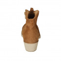 Botines tejanos para mujer en gamuza y gamuza perforada brun claro con cremallera tacon 5 - Tallas disponibles:  43