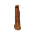 Bottines pour femmes en daim et daim perforé cognac avec fermeture éclair et boucle talon 4 - Pointures disponibles:  33, 43