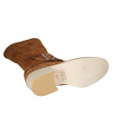 Bottines pour femmes en daim et daim perforé cognac avec fermeture éclair et boucle talon 4 - Pointures disponibles:  33, 43