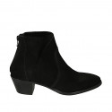 Woman's Texan ankle boot with zipper in black suede heel 5 - Available sizes:  33