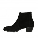 Woman's Texan ankle boot with zipper in black suede heel 5 - Available sizes:  33