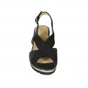 Sandalo da donna con elastico in pelle nera zeppa 6 - Misure disponibili: 42, 43, 45