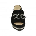 Mule pour femmes avec chaîne en daim noir talon compensé 5 - Pointures disponibles:  43, 45