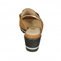 Mule pour femmes avec chaîne en daim cognac talon compensé 5 - Pointures disponibles:  42, 43, 44