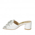 Woman's mule with fringes and chain in white leather heel 5 - Available sizes:  33, 42, 45