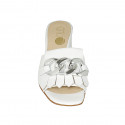 Woman's mule with fringes and chain in white leather heel 5 - Available sizes:  33, 42, 45