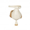 Woman's pointy open shoe with strap in cream and cognac brown leather heel 6 - Available sizes:  43, 44, 45
