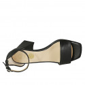 Zapato abierto para mujer en piel negra con cinturon al tobillo tacon 7 - Tallas disponibles:  45