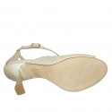 Woman's open shoe with crossed strap in platinum laminated fabric heel 8 - Available sizes:  32, 42, 43, 44, 45, 46