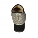 Mocassin pour femmes en daim noir et tissu tressé beige talon 4 - Pointures disponibles:  45