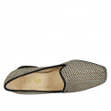 Mocassin pour femmes en daim noir et tissu tressé beige talon 4 - Pointures disponibles:  45