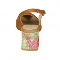 Slingback pour femmes en daim cognac talon recuvert multicouleur 6 - Pointures disponibles:  46