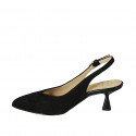 Woman's slingback pump in black suede heel 6 - Available sizes:  45
