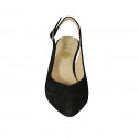 Chaussure ouverte au talon pour femmes en daim noir talon 6 - Pointures disponibles:  45