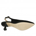 Zapato destalonado para mujer en gamuza negra tacon 6 - Tallas disponibles:  45