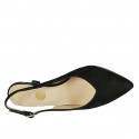 Chaussure ouverte au talon pour femmes en daim noir talon 6 - Pointures disponibles:  45