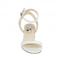 Woman's sandal in white leather with anklestrap heel 5 - Available sizes:  42, 43, 44, 46