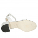Woman's sandal in white leather with anklestrap heel 5 - Available sizes:  42, 43, 44, 46