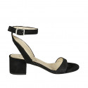 Sandale pour femmes avec courroie à la cheville en daim noir talon 5 - Pointures disponibles:  42, 44
