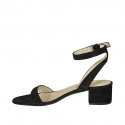 Woman's sandal with anklestrap in black suede heel 5 - Available sizes:  42, 43, 44