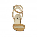 Sandalia para mujer con cinturon al tobillo en gamuza cognac tacon 5 - Tallas disponibles:  42, 43, 44, 45