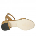 Sandalia para mujer con cinturon al tobillo en gamuza cognac tacon 5 - Tallas disponibles:  42, 43, 44, 45