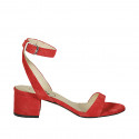 Sandale pour femmes avec courroie à la cheville en daim rouge talon 5 - Pointures disponibles:  34, 42, 43, 44, 45