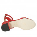 Sandale pour femmes avec courroie à la cheville en daim rouge talon 5 - Pointures disponibles:  34, 42, 43, 44, 45