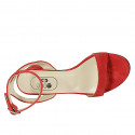 Sandalia para mujer con cinturon al tobillo en gamuza roja tacon 5 - Tallas disponibles:  34, 42, 43, 44, 45