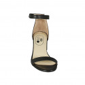 Scarpa aperta da donna in pelle nera con cinturino alla caviglia tacco 5 - Misure disponibili: 44, 45