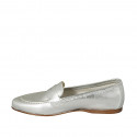 Woman's mocassin in silver laminated leather heel 1 - Available sizes:  32